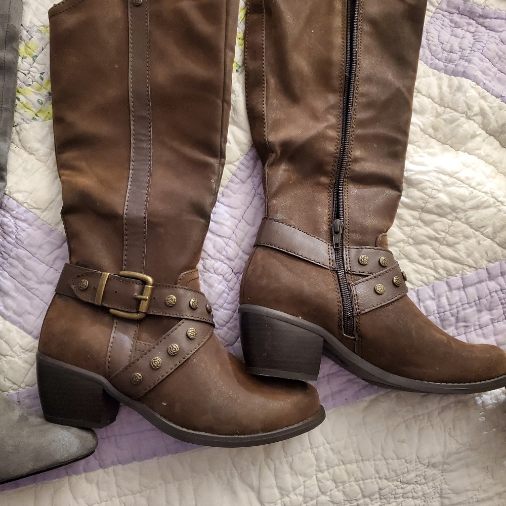 Womens suede  knee high brown boots